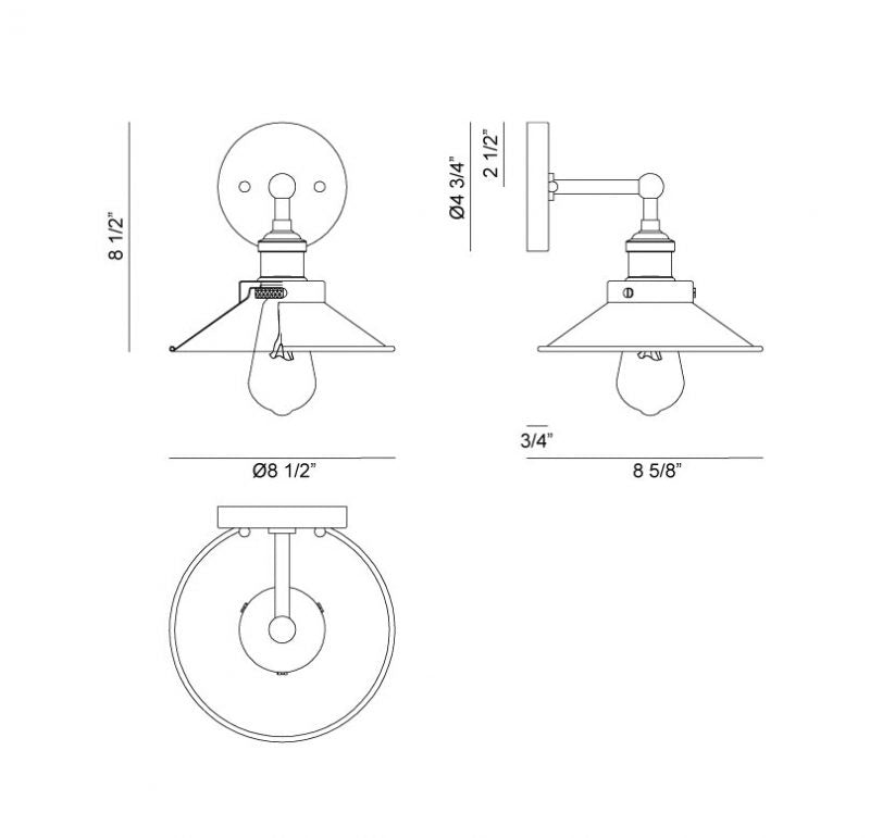 Matteo Lighting W46111AGBK One Light Wall Sconce, Aged Gold Brass