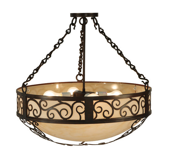 Meyda Tiffany 160803 Four Light Pendant, Rustic Iron