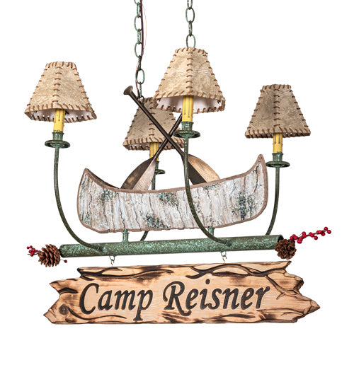 Meyda Tiffany 217594 Four Light Chandelier, Natural Wood,Tarnished Copper