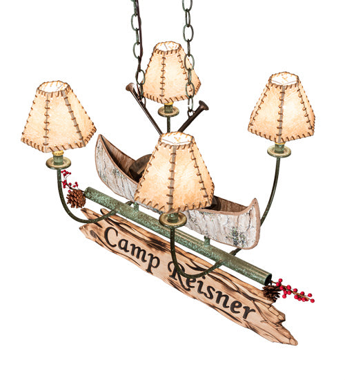 Meyda Tiffany 217594 Four Light Chandelier, Natural Wood,Tarnished Copper