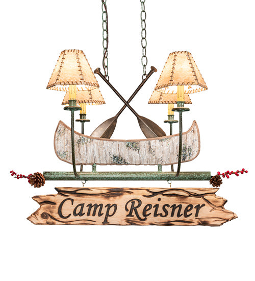 Meyda Tiffany 217594 Four Light Chandelier, Natural Wood,Tarnished Copper