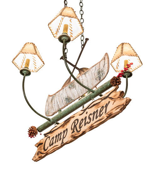 Meyda Tiffany 217594 Four Light Chandelier, Natural Wood,Tarnished Copper