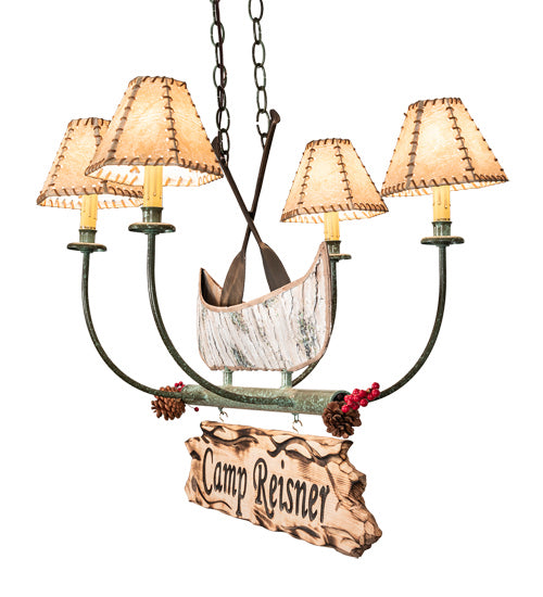 Meyda Tiffany 217594 Four Light Chandelier, Natural Wood,Tarnished Copper