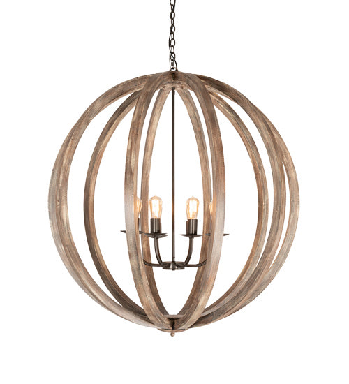 Meyda Tiffany 218452 Eight Light Pendant, Bronze And Oak Barrel Stave