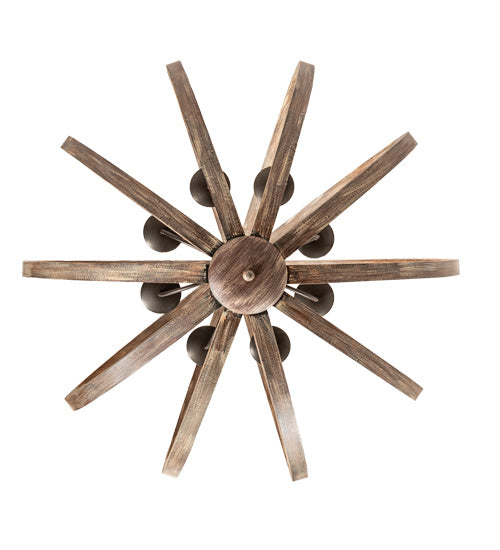 Meyda Tiffany 218452 Eight Light Pendant, Bronze And Oak Barrel Stave