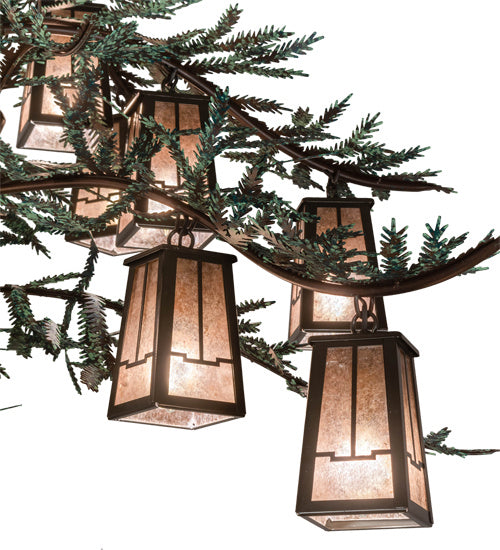 Meyda Tiffany 220711 15 Light Chandelier, Cafe Noir With Green Branches And Timeless Bronze Shade