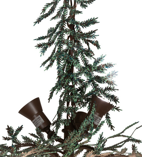 Meyda Tiffany 220711 15 Light Chandelier, Cafe Noir With Green Branches And Timeless Bronze Shade