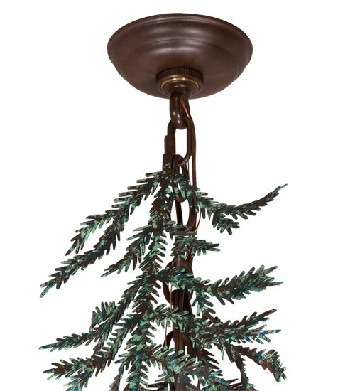 Meyda Tiffany 220711 15 Light Chandelier, Cafe Noir With Green Branches And Timeless Bronze Shade