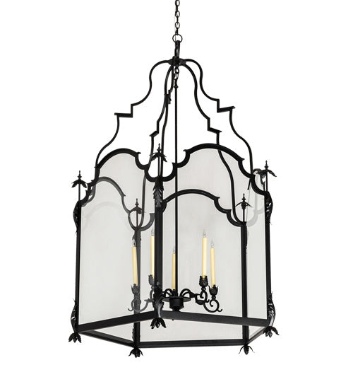 Meyda Tiffany 221994 Five Light Pendant, Textured Black And Ivory