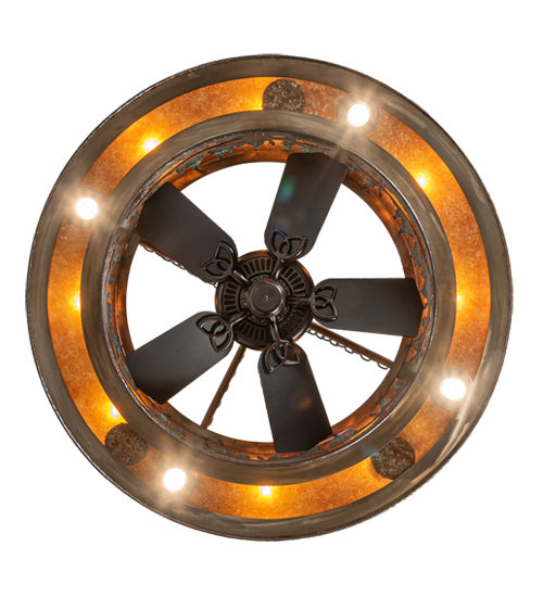 Meyda Tiffany 222081 12 Light Chandel-Air, Antique Copper With Green Trees