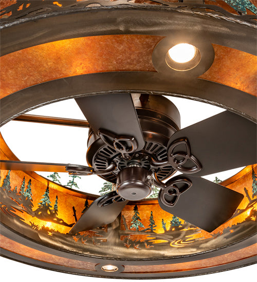Meyda Tiffany 222081 12 Light Chandel-Air, Antique Copper With Green Trees
