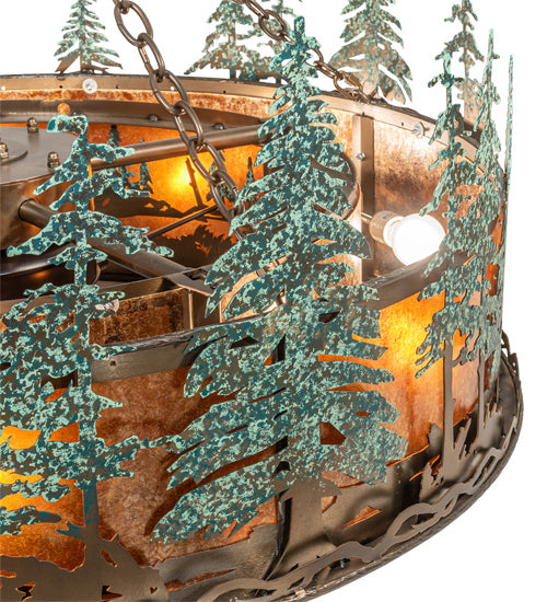 Meyda Tiffany 222081 12 Light Chandel-Air, Antique Copper With Green Trees