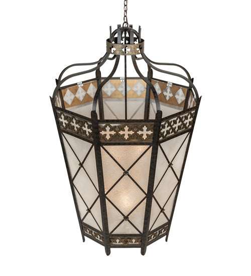 Meyda Tiffany 211859 Eight Light Pendant, Umber Patina & Antique Distressed Gold