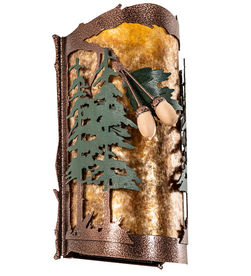 Meyda Tiffany 219633 Two Light Wall Sconce, New Copper Vein/Green Trees