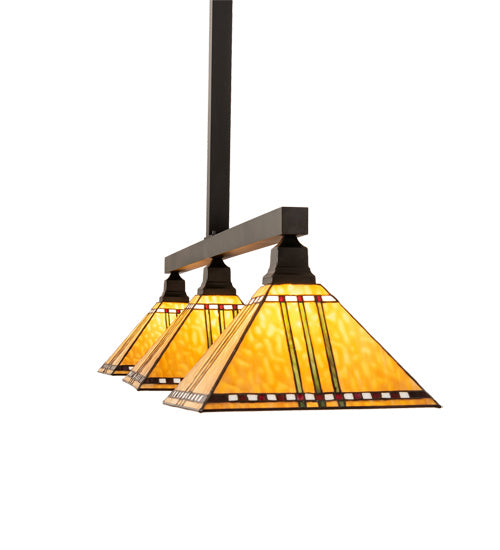 Meyda Tiffany 221381 Three Light Island Pendant, Craftsman Brown