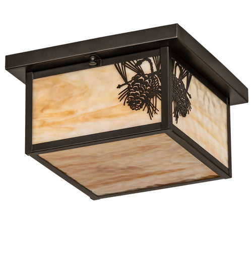 Meyda Tiffany 46268 Two Light Flushmount, Craftsman Brown