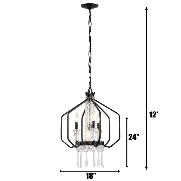 Varaluz 270P04OX Four Light Pendant, Onyx