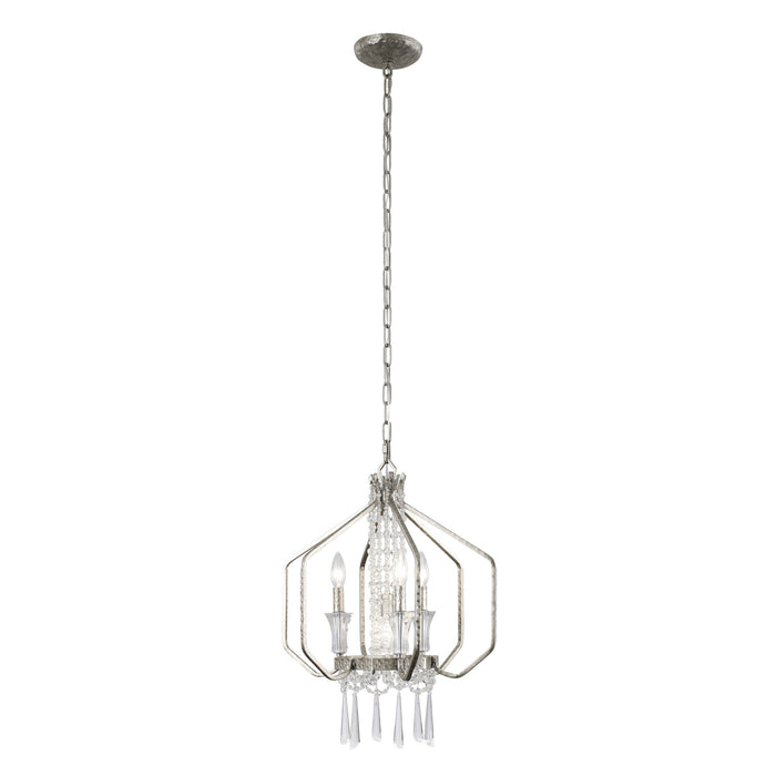 Varaluz 270P04TR Four Light Pendant, Transcend Silver