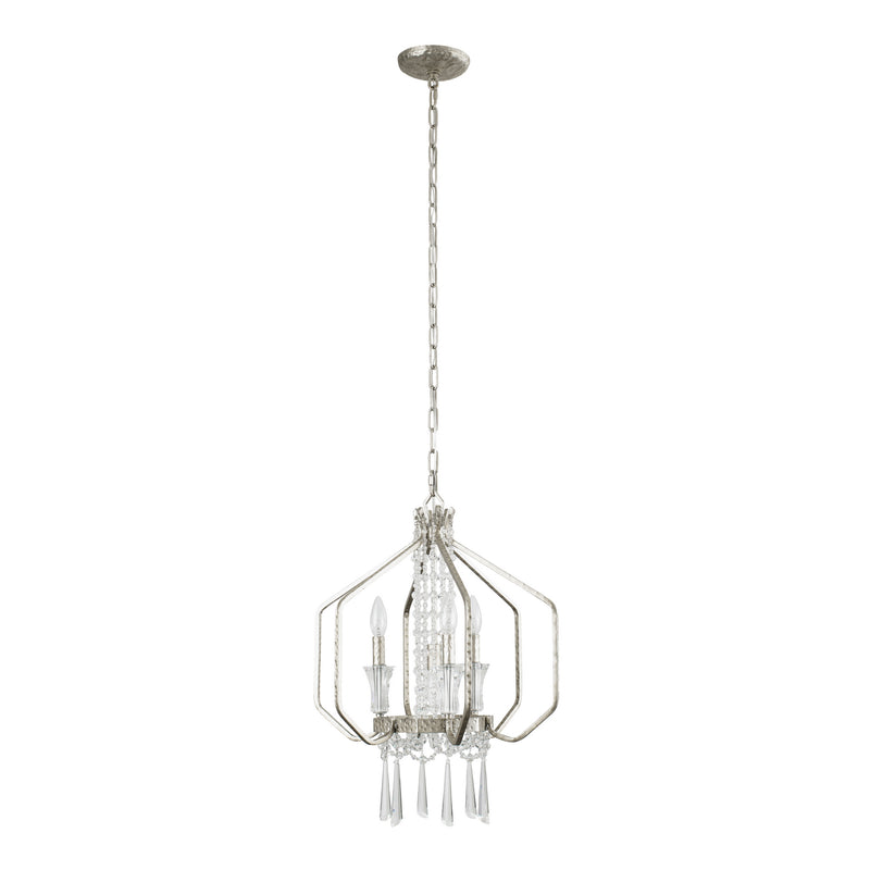 Varaluz 270P04TR Four Light Pendant, Transcend Silver
