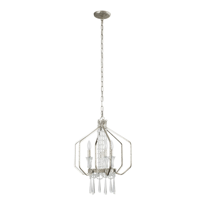 Varaluz 270P04TR Four Light Pendant, Transcend Silver