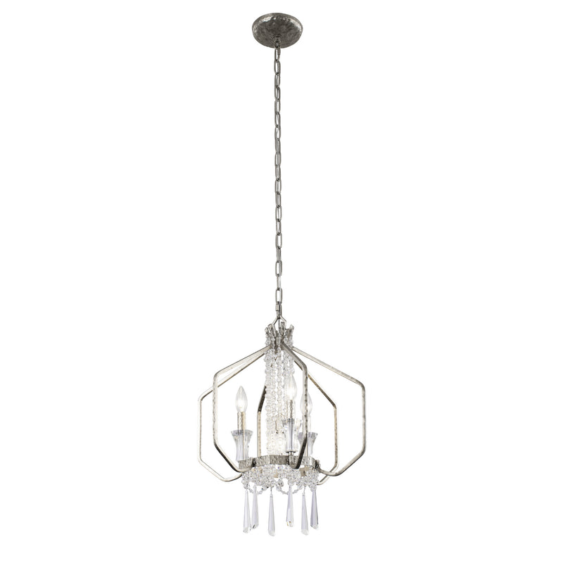 Varaluz 270P04TR Four Light Pendant, Transcend Silver