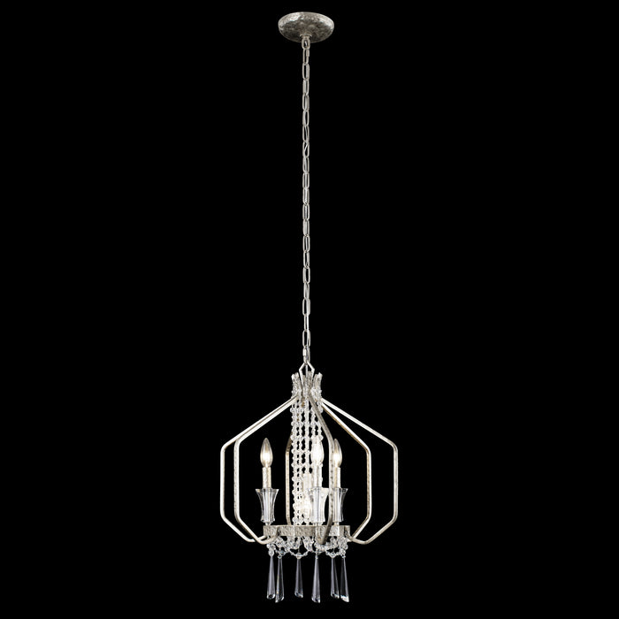 Varaluz 270P04TR Four Light Pendant, Transcend Silver