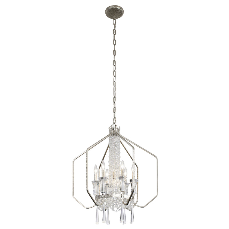 Varaluz 270P07TR Seven Light Pendant, Transcend Silver