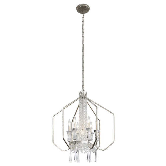 Varaluz 270P07TR Seven Light Pendant, Transcend Silver