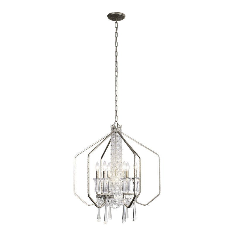 Varaluz 270P07TR Seven Light Pendant, Transcend Silver