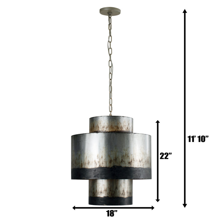 Varaluz 323F04OG Four Light Pendant, Ombre Galvanized