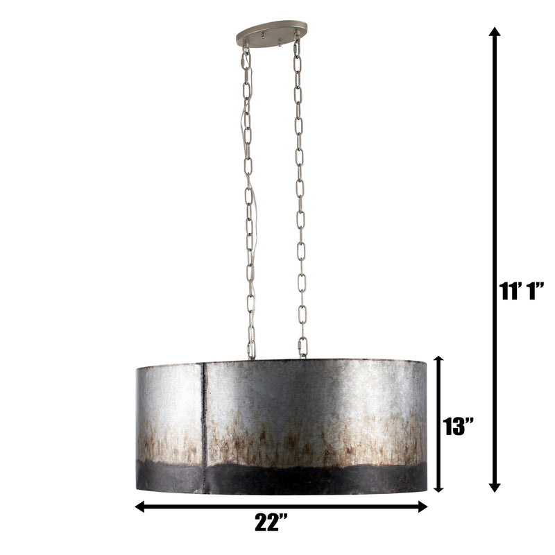Varaluz 323N06OG Six Light Pendant, Ombre Galvanized