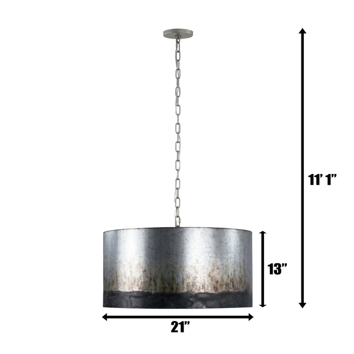 Varaluz 323P04OG Four Light Pendant, Ombre Galvanized