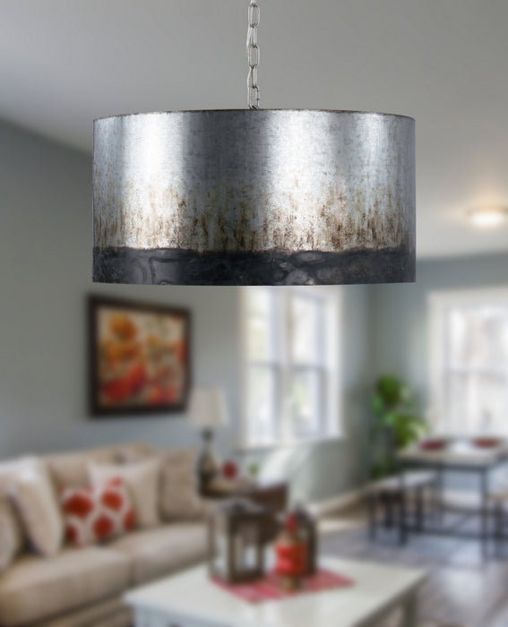 Varaluz 323P04OG Four Light Pendant, Ombre Galvanized