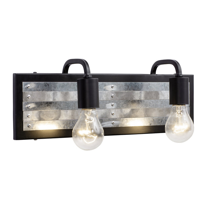 Varaluz 336B02BL Two Light Bath, Black/Galvanized