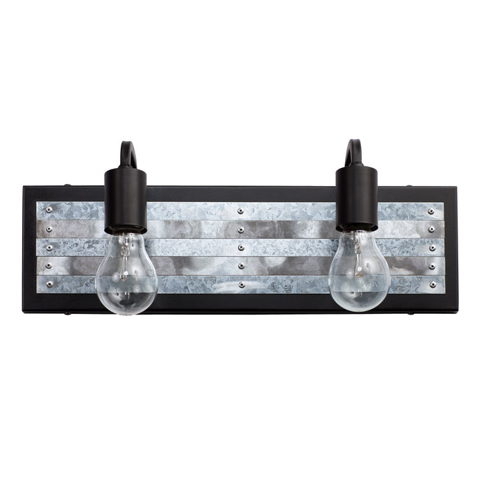 Varaluz 336B02BL Two Light Bath, Black/Galvanized