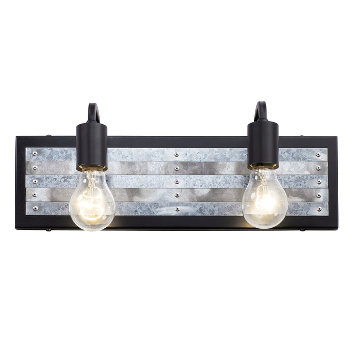 Varaluz 336B02BL Two Light Bath, Black/Galvanized