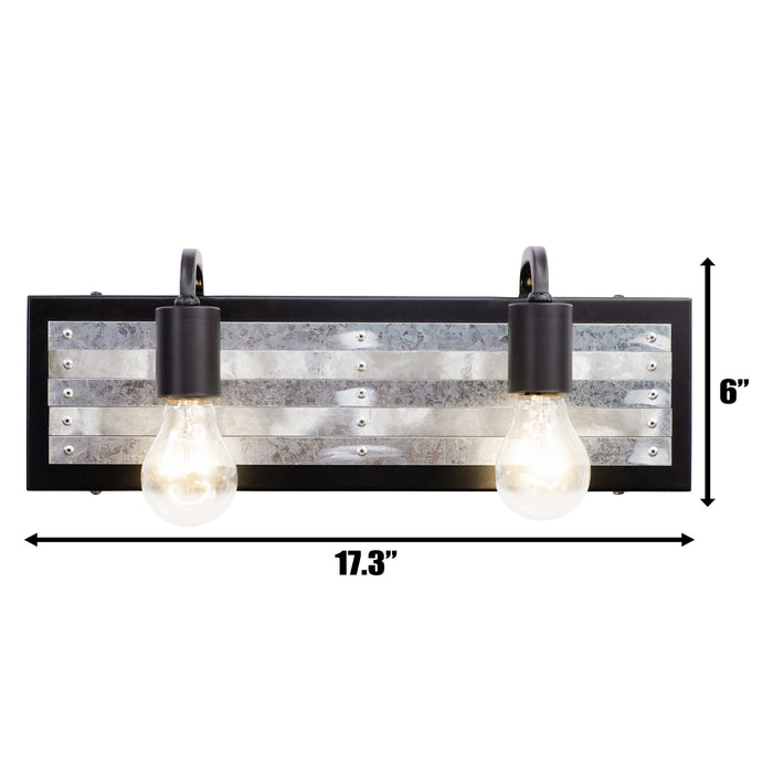 Varaluz 336B02BL Two Light Bath, Black/Galvanized
