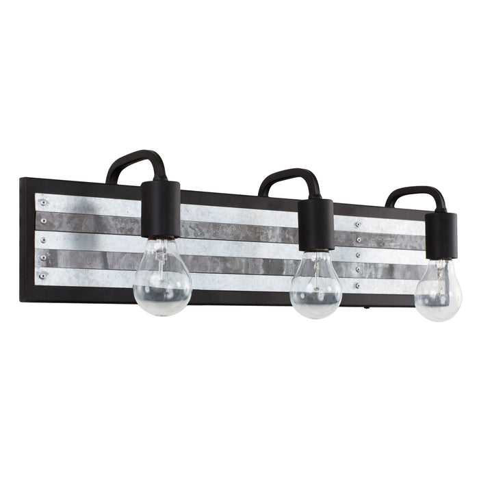 Varaluz 336B03BL Three Light Bath, Black/Galvanized