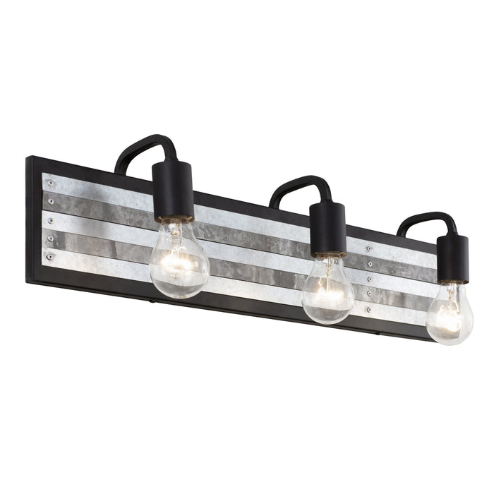 Varaluz 336B03BL Three Light Bath, Black/Galvanized