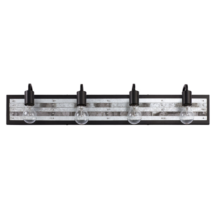 Varaluz 336B04BL Four Light Bath, Black/Galvanized