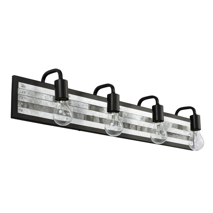 Varaluz 336B04BL Four Light Bath, Black/Galvanized