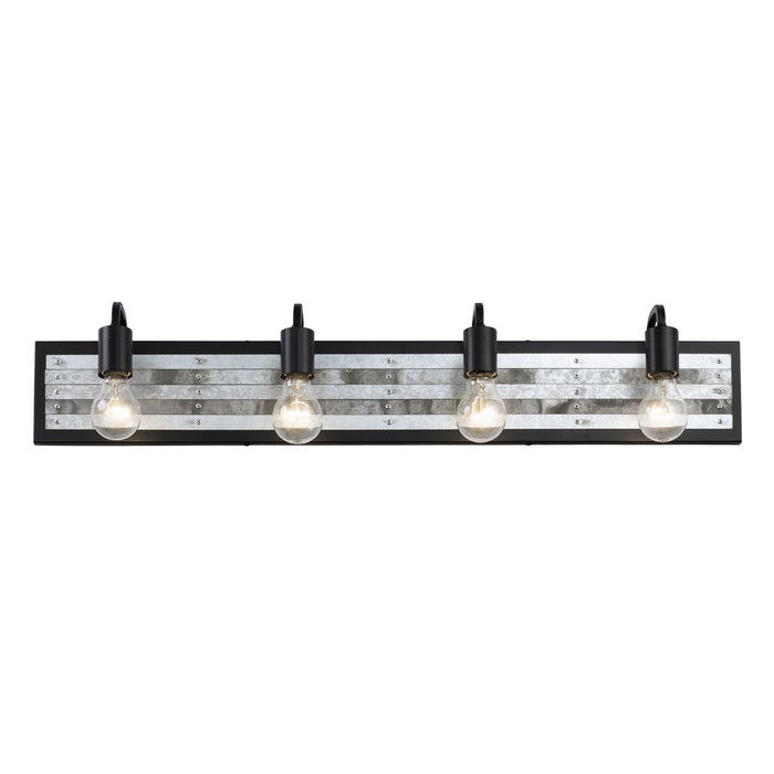 Varaluz 336B04BL Four Light Bath, Black/Galvanized