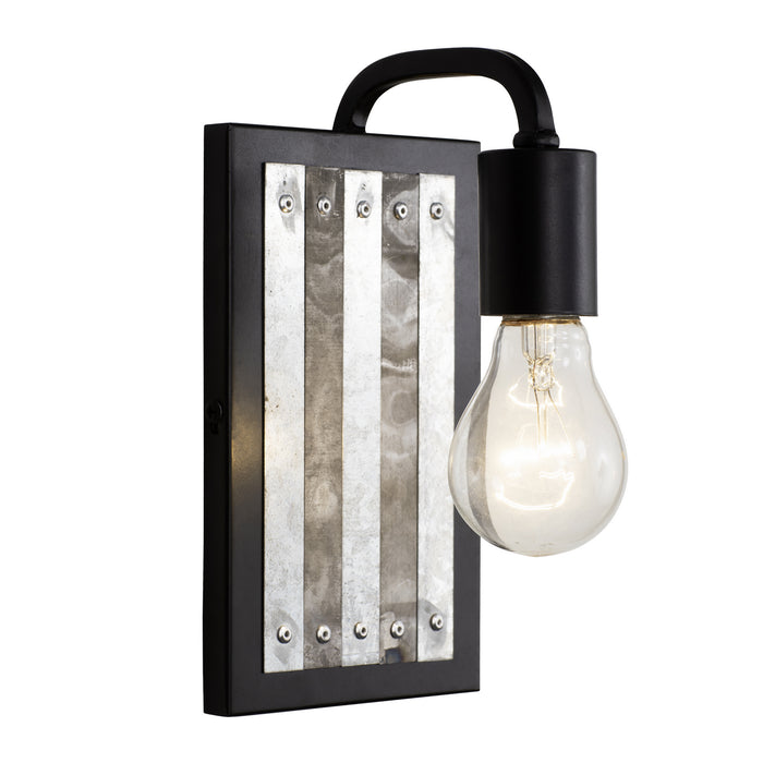 Varaluz 336W01BL One Light Wall Sconce, Black/Galvanized