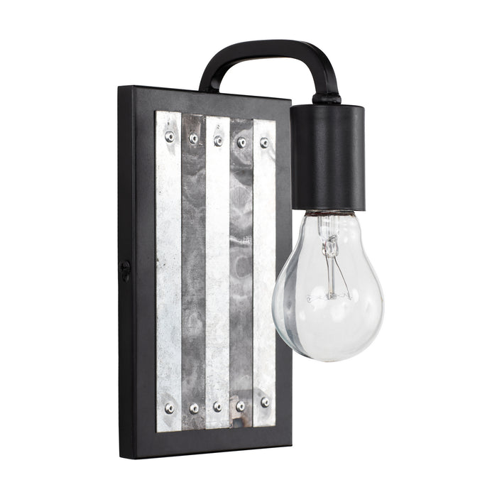 Varaluz 336W01BL One Light Wall Sconce, Black/Galvanized