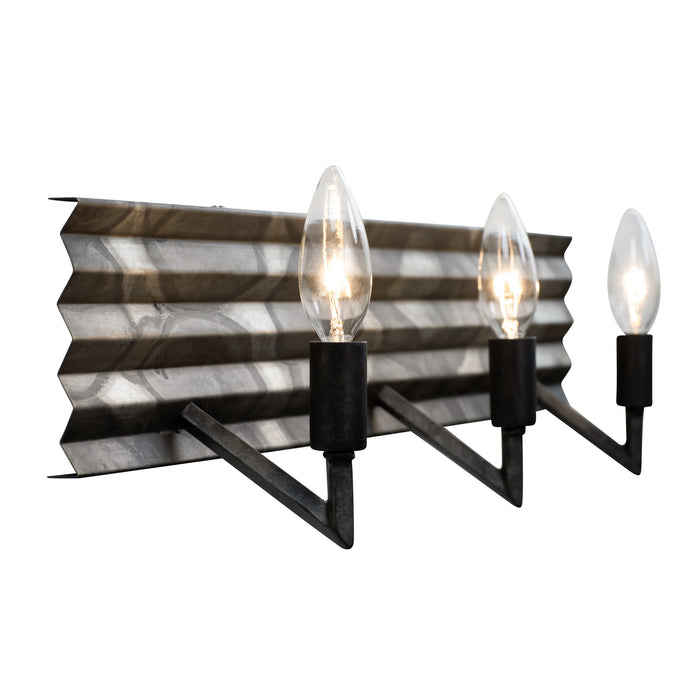 Varaluz 337B03 Three Light Bath, Artistic Fired Steel
