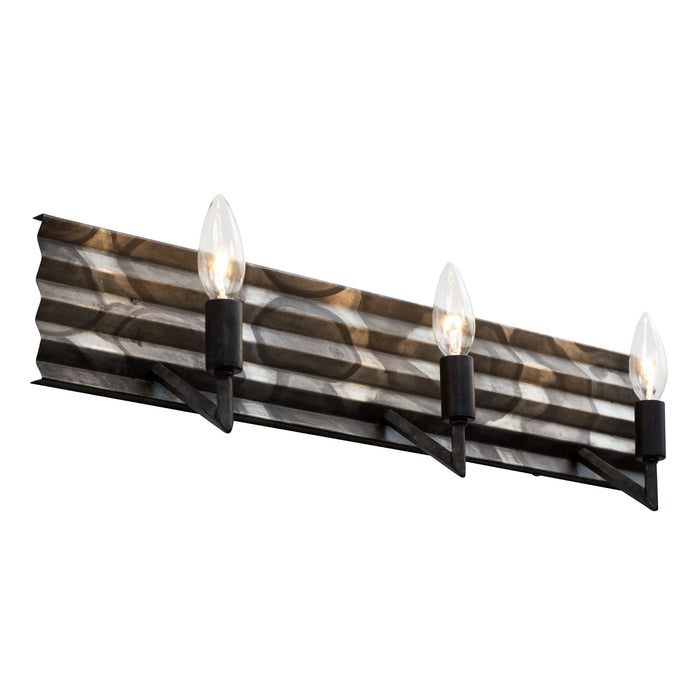 Varaluz 337B03 Three Light Bath, Artistic Fired Steel