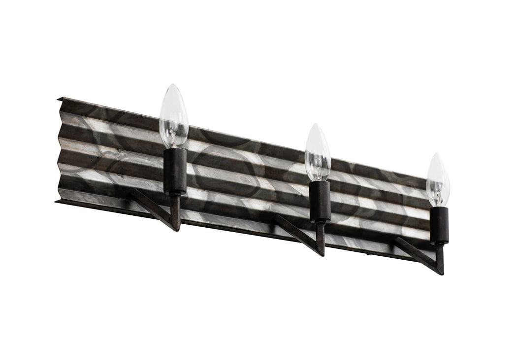 Varaluz 337B03 Three Light Bath, Artistic Fired Steel