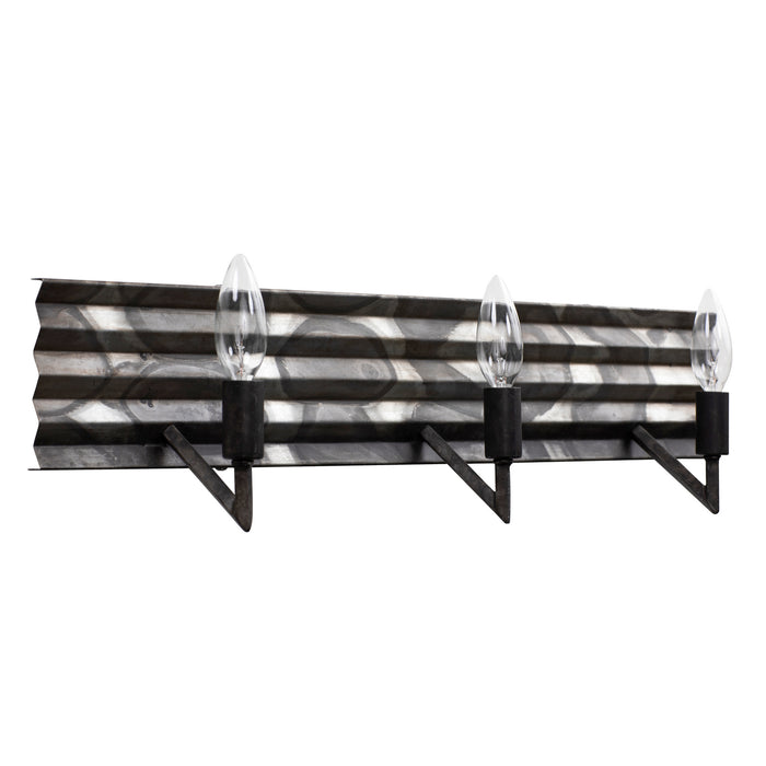 Varaluz 337B03 Three Light Bath, Artistic Fired Steel
