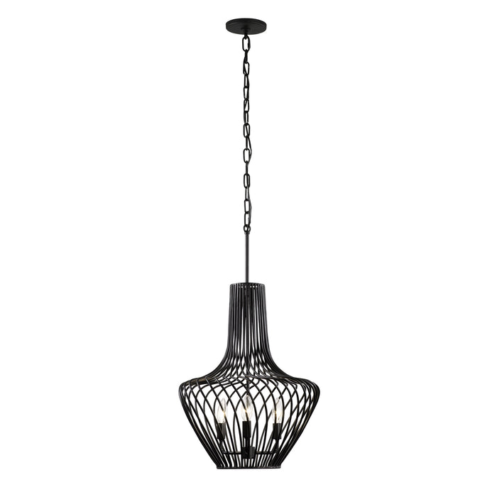 Varaluz 339P03ABL Three Light Pendant, Black