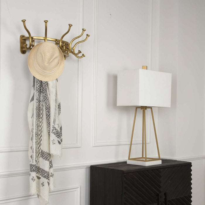 Uttermost 04214 Wall Mounted Coat Rack, Antique Brass